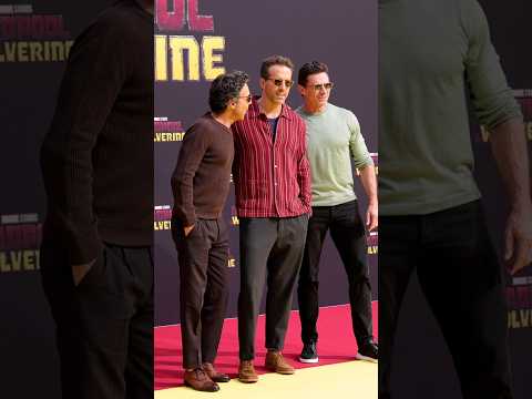 #HughJackman, #RyanReynolds, and #ShawnLevy arrive to a fan event in Berlin. 🤭 #shorts